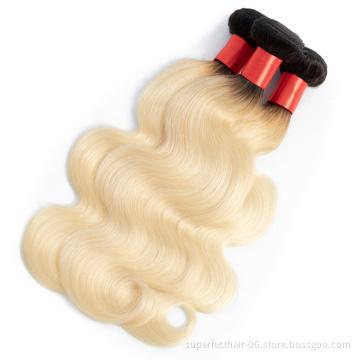 Wholesale 100% Brazilian Virgin Real Remy Hair Extension  Color 1B/613 body wave Human Hair  Bundles